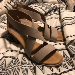 Taupe suede-like sandals